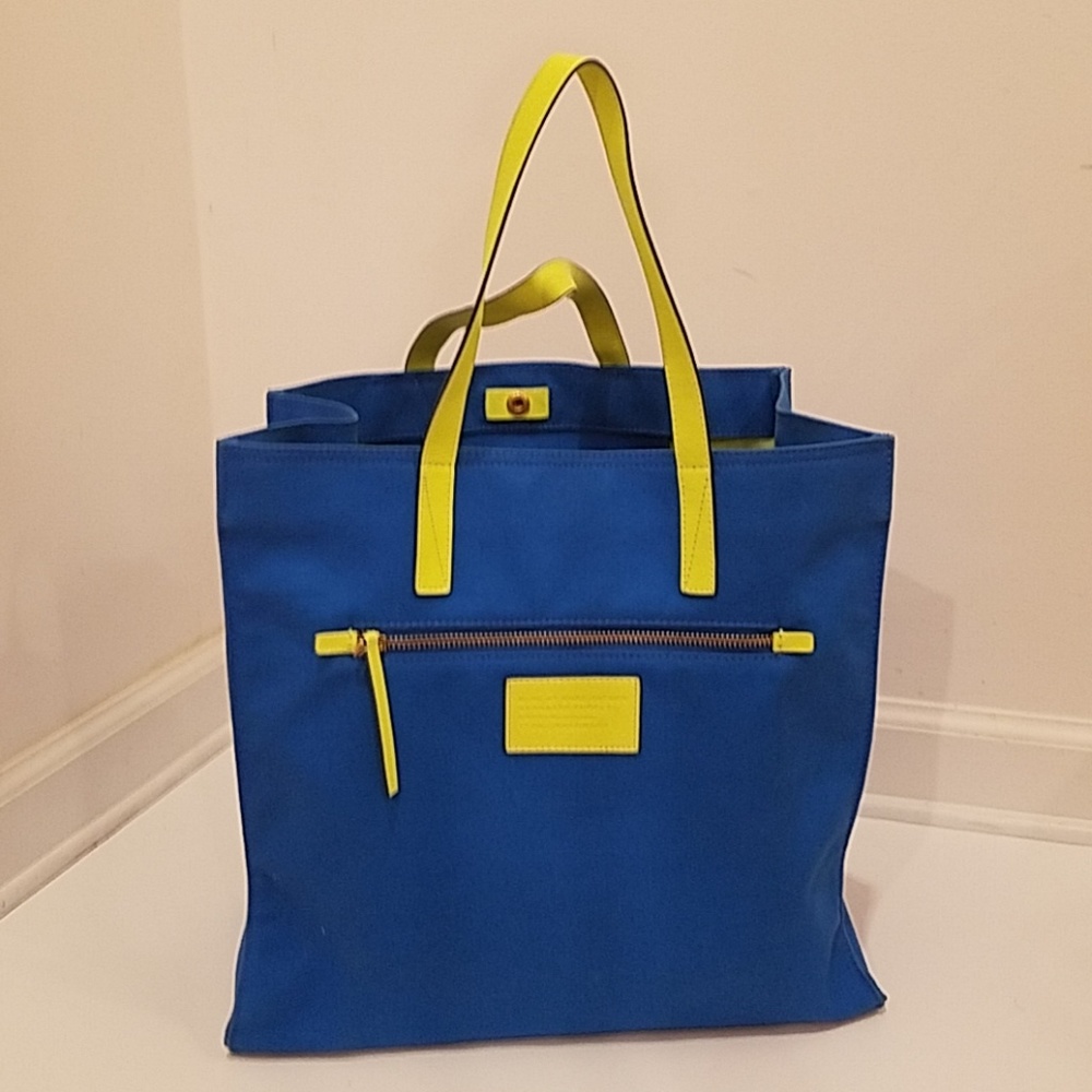 Marc By Marc Jacobs Blue and Lime Box Tote Bag